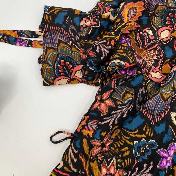 Dress Forum Black Pink Floral Tiered Midi Dress | Women M Regular - Picture 8 of 8